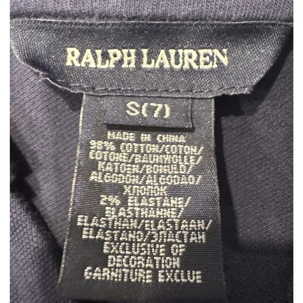 Ralph Lauren Navy Blue Belted Polo Dress Girls Size‎ 7 Preppy Nautical Classic